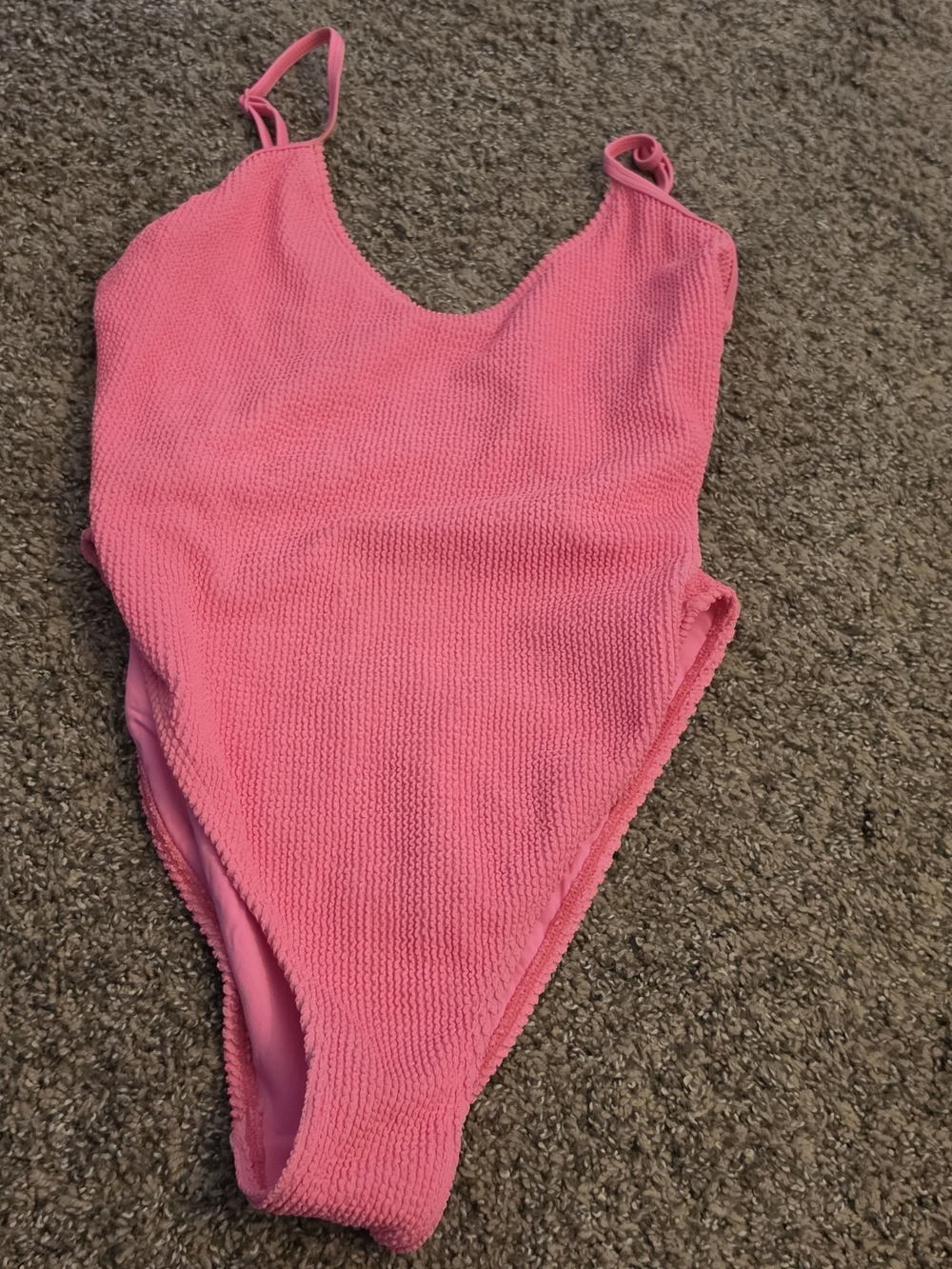 SKIMS Pink Textured One-Piece Swimsuit Sized L/xl